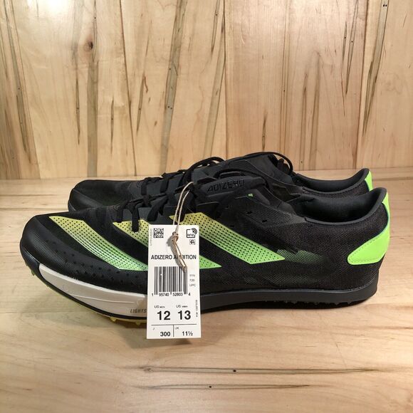 Adidas Adizero Ambition Athletic Black Green Track Spikes GY8401 Men's Size 12 - Picture 1 of 9
